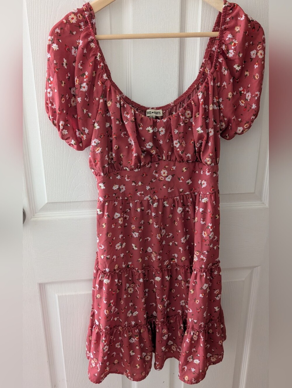 Mauve Floral Puff Sleeve Floaty Peasant Mini Sundress